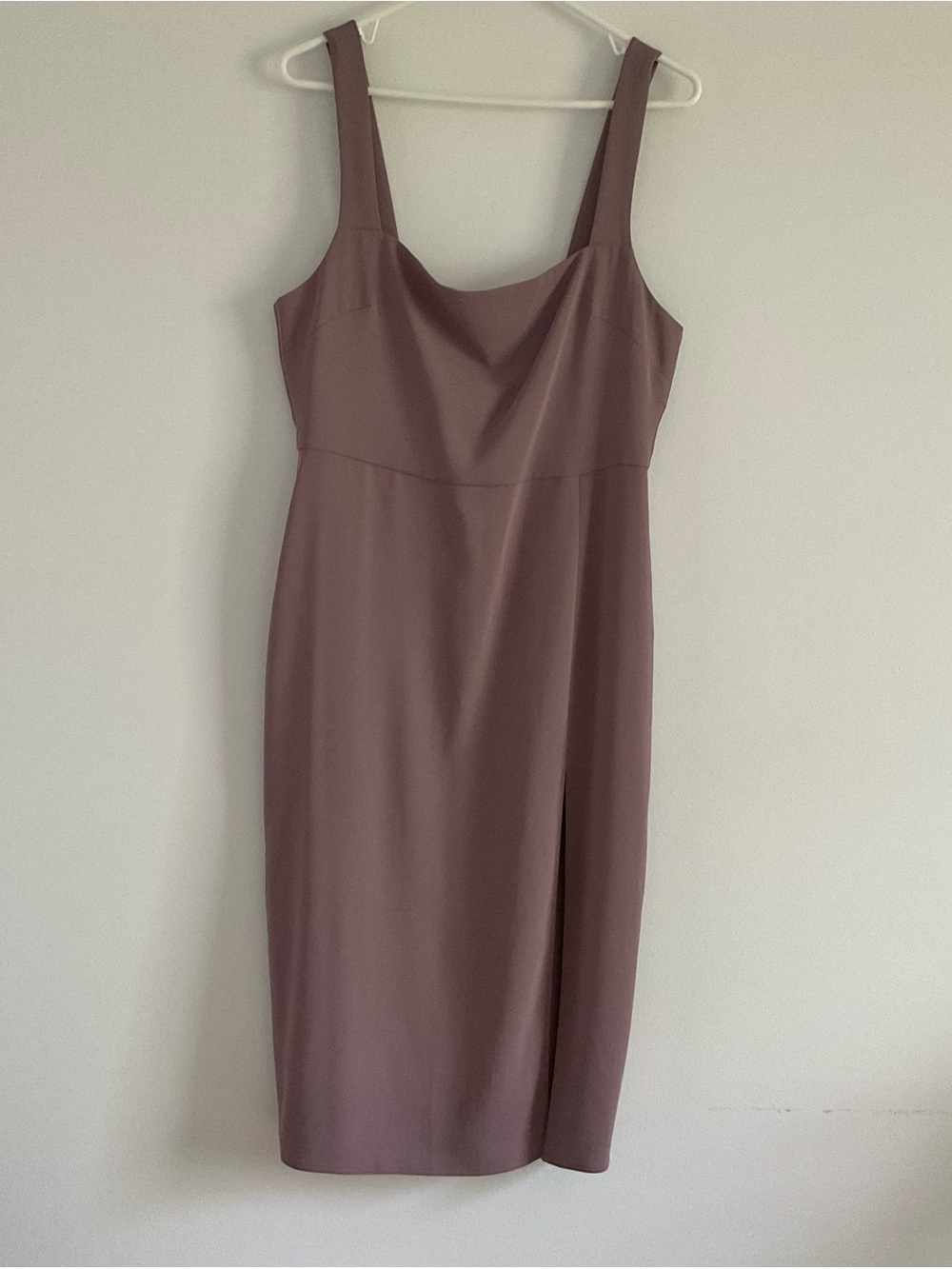 Aritzia Babaton Mauve 90’s Slit Midi Dress Size 10 Classic Square Neck